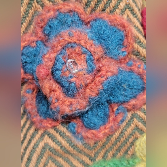 Boho up, wool Purse with wool and other fabrics Embroidered. - Picture 9 of 11